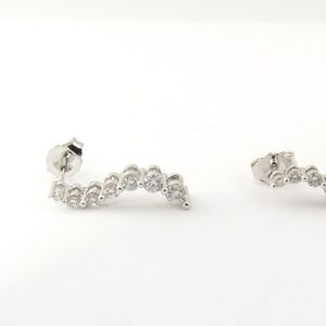 Vintage 14 Karat White Gold Graduated Diamond Earrings #4675